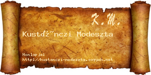 Kustánczi Modeszta névjegykártya